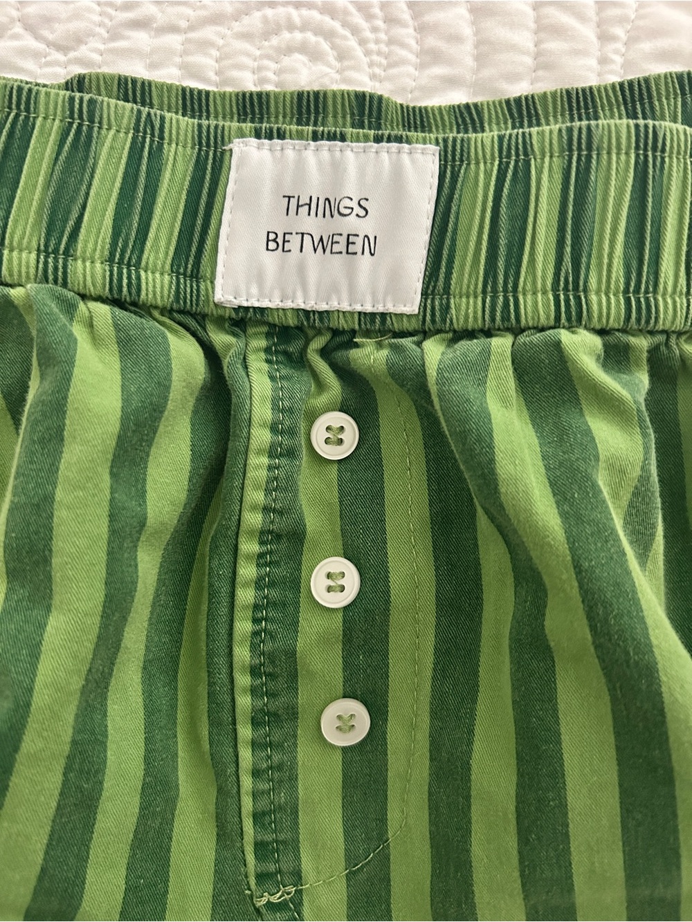 Green Striped Women’s Shorts - Picture 3 of 3
